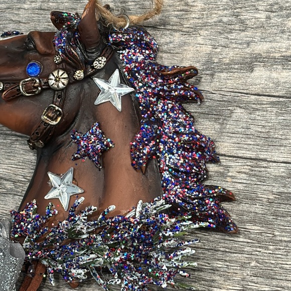Holiday Horses: “Liberty” design. Decorated Christmas/holiday horse ornament - Picture 6 of 13